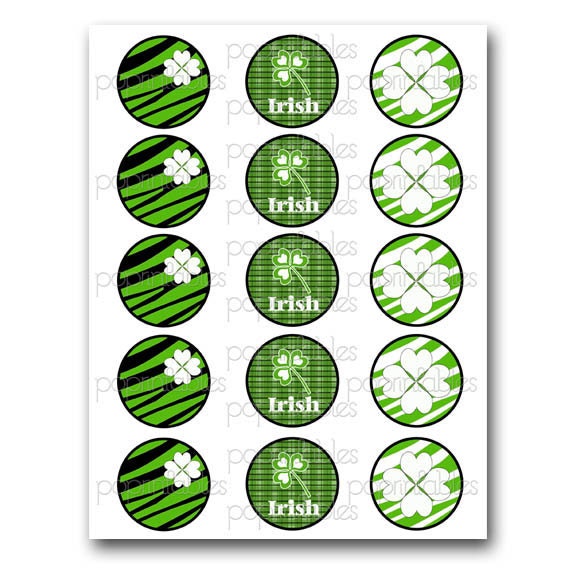 St Patty's Day Cupcake Toppers - Zebra & Plaid - 2" Decorative Party Circles - PRINTABLE