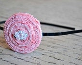 Valentine's Day Fabric Rosette Headband - Pink