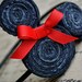 Minnie Mouse Inspired Fabric Rosette Headband with Red Bow