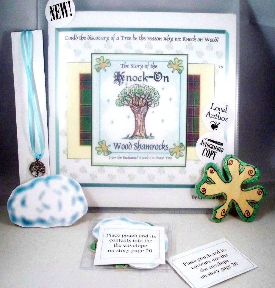 The Story of The Knock-On Wood Shamrocks (tm) -  plus accessories included  Free Shipping