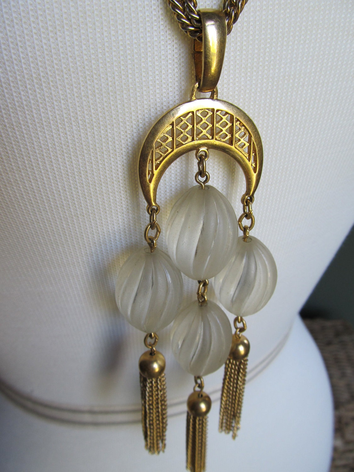 Vintage Chandelier Bead and Tassel Necklace