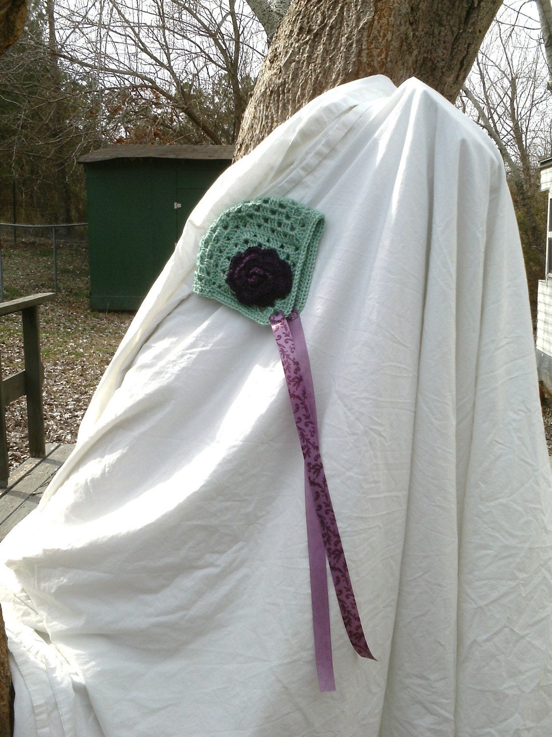 FREE SHIPPING - Fleur Bonnet- "Viola" Size 6mo-18mo