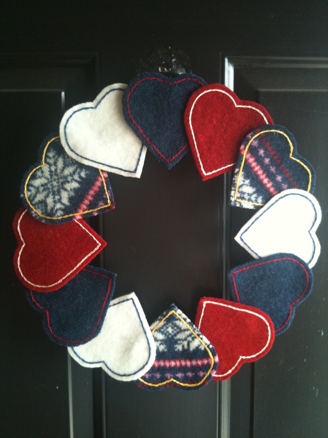 Upcycled Felted Wool Patriotic Wreath