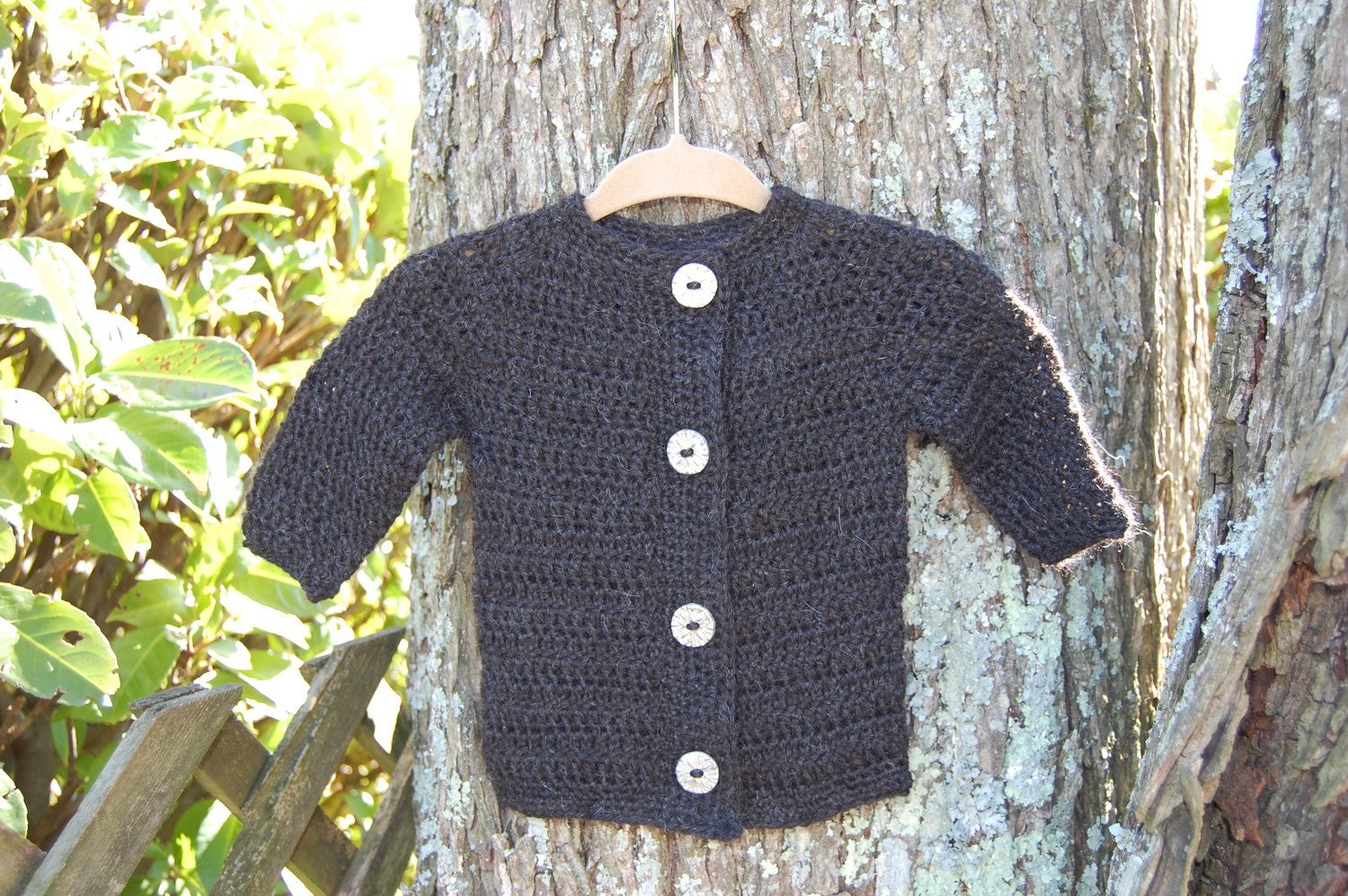 Undyed Alpaca Black Baby Sweater size 6-9 months