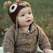 Owl Hat for Baby in Undyed Alpaca size 6-12 months