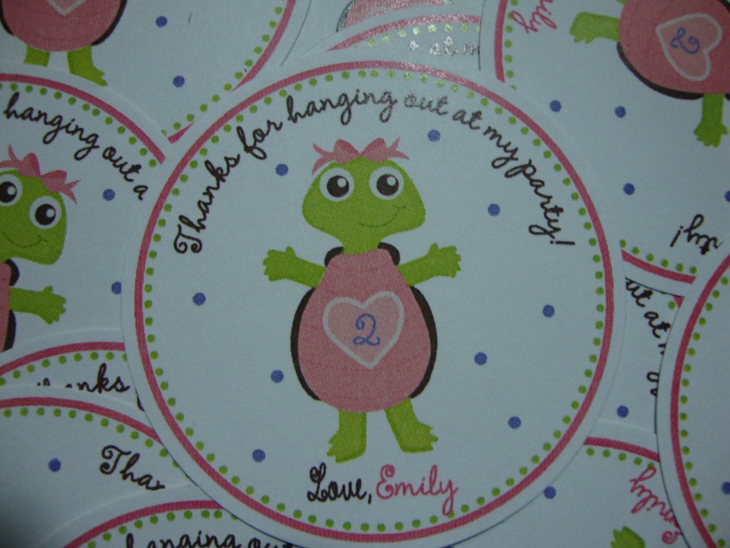 NEW- Adorable Pink Turtle Birthday Favor Tags Il_170x135