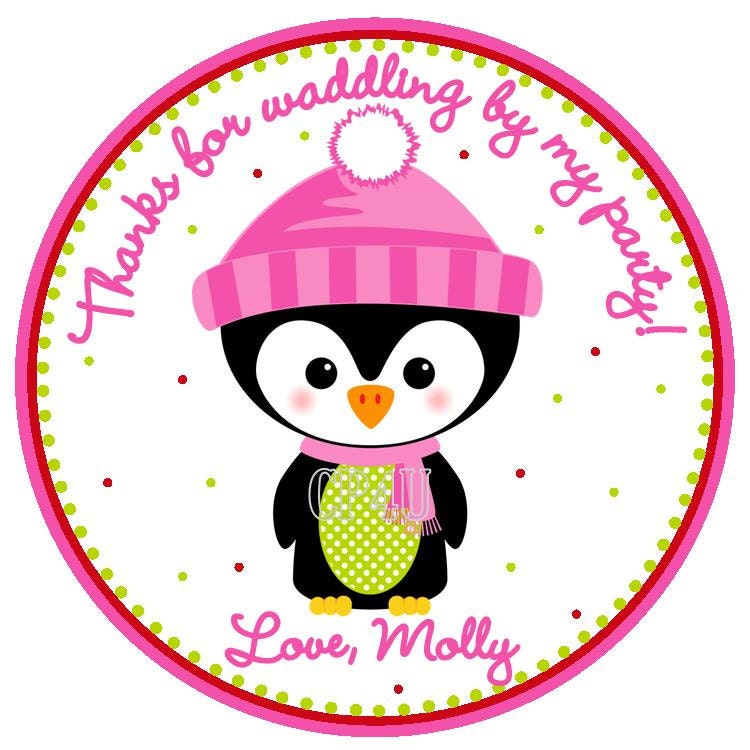 Adorable Penguin Winter ONEderland Custom Favor Tags for Girls- You pick Penguin Design Il_170x135