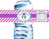 Pretty Penguin Winter ONEderland Custom Water Bottle Labels- Set of 15 Waterproof Labels Il_170x135