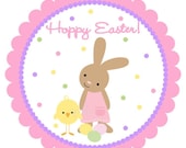 Bunny and Chick Easter Favor Tags or Stickers- YOU CHOOSE Boy or Girl Design