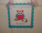 Hip Birthday Owl with Bow - Door Sign Il_170x135
