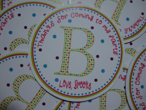Monogram & Polka Dots Birthday Favor Tags BOY OR GIRL Il_570xn