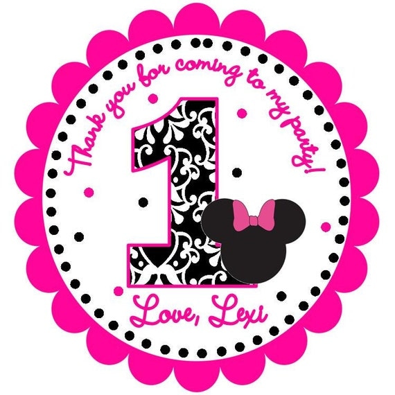 Black and Pink Minnie Mouse Inspired Custom Favor Tags Il_570xn