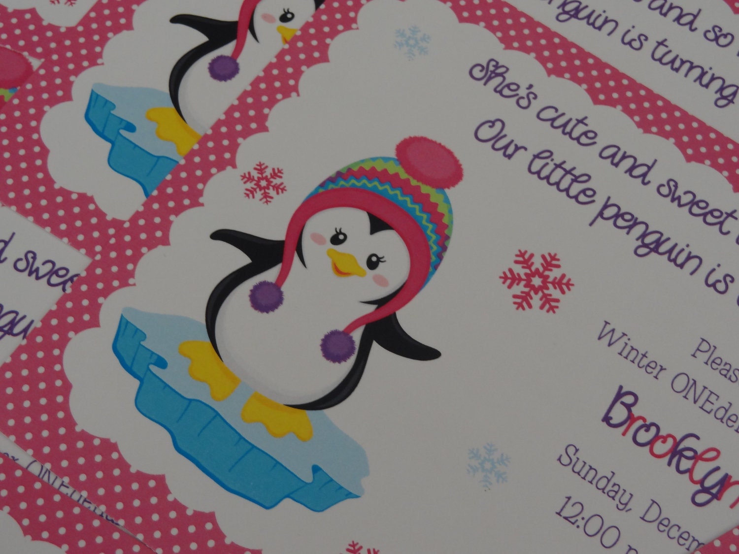 Pretty Penguin Winter ONEderland Invitation for Girls Il_570xn