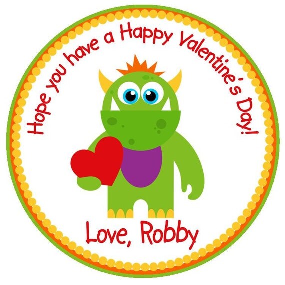 Monster Valentine's Favor Tags or Stickers Il_570xn