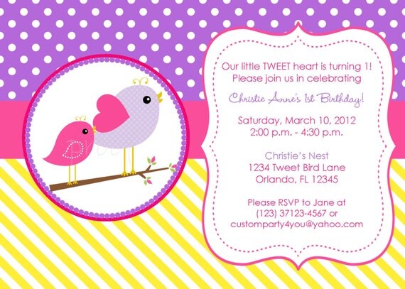 NEW- Springtime Tweet Bird Custom Invitations Il_570xn
