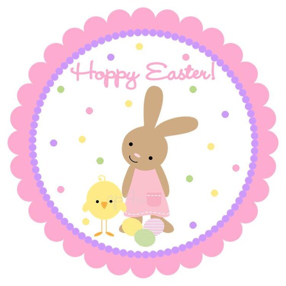 Bunny and Chick Easter Favor Tags or Stickers- YOU CHOOSE Boy or Girl Design Il_570xn