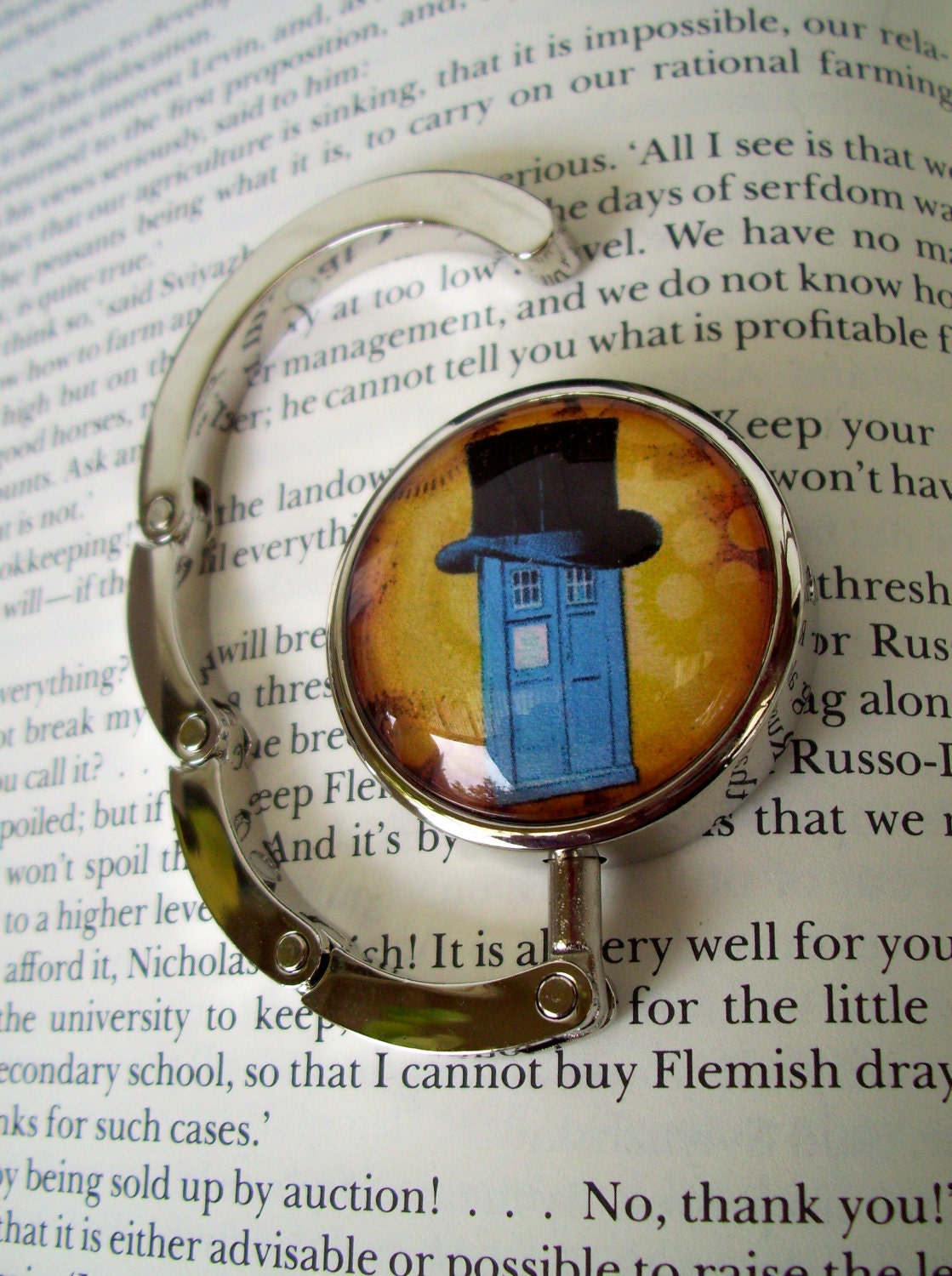 Steampunk Bag/Purse or Hat Hanger (H63-4) - TARDIS / Doctor Who Artwork Under Glass