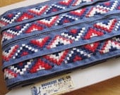 Geometric Embroidered Trim in Red, White, and Blue