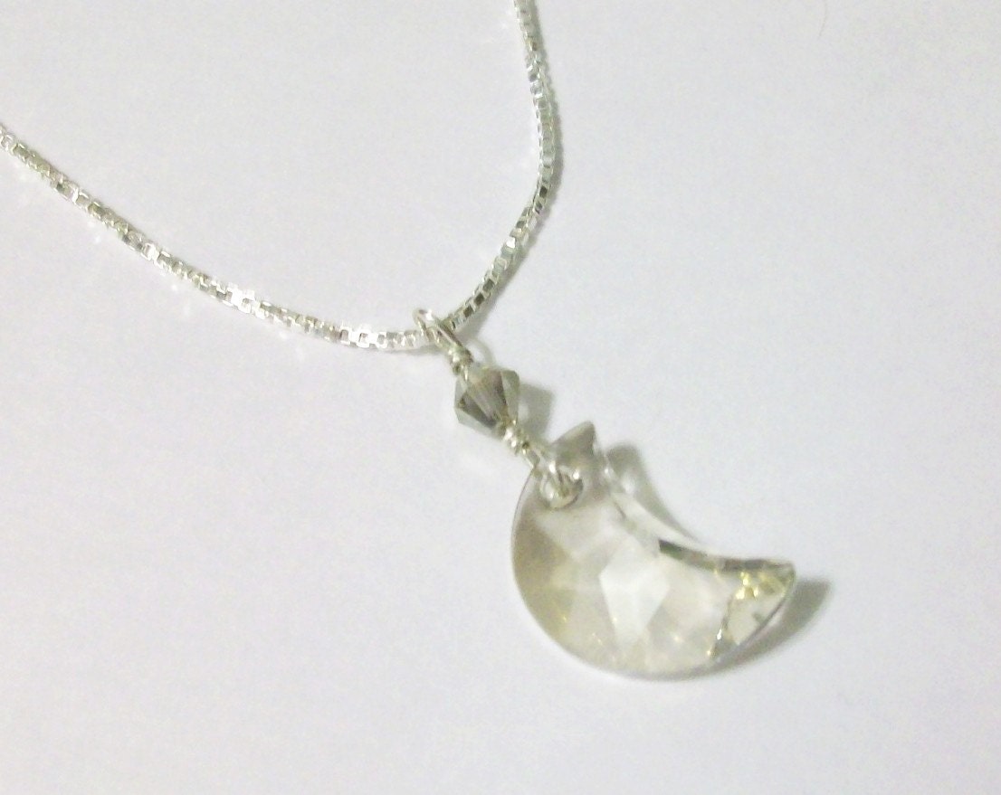 Swarovski Crystal Moon Sterling Silver Necklace- La Luna