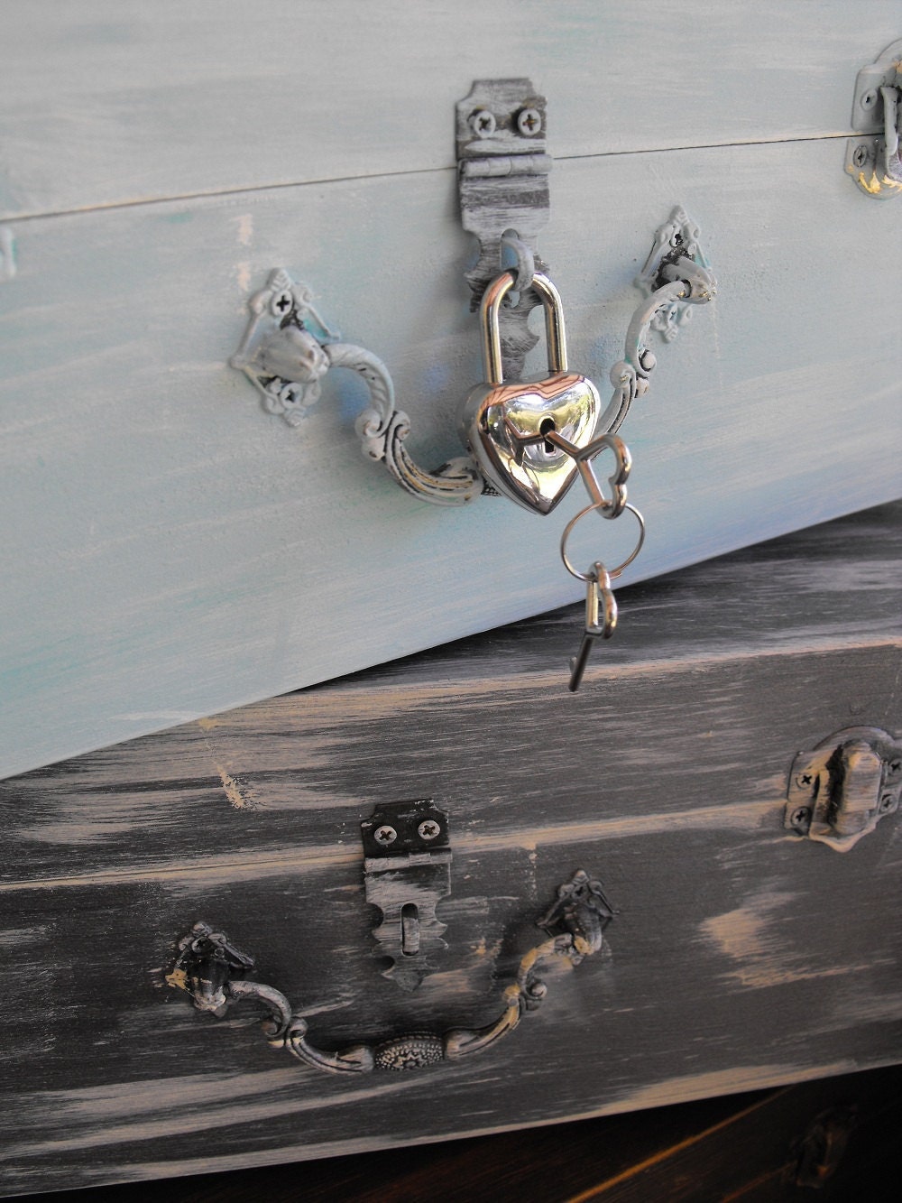 Silver Heart Padlock Trinket Lock Card Wine Letter Box Two Sets Of Keys