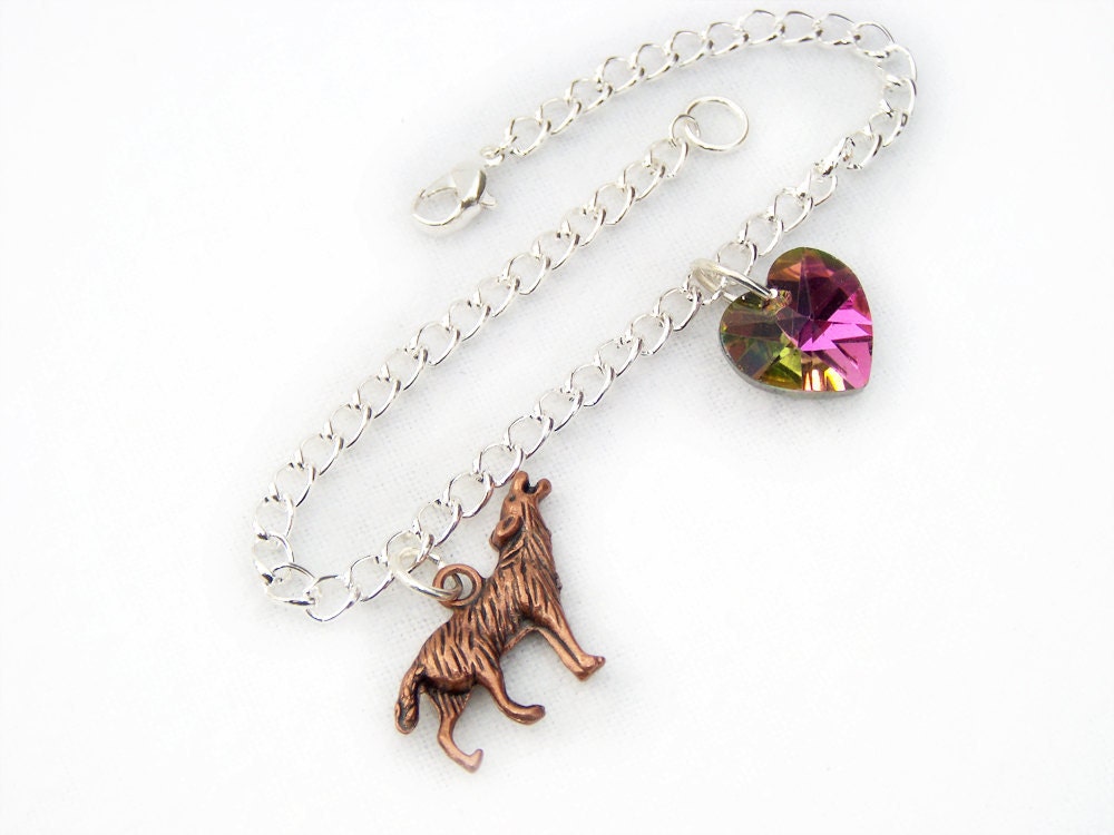 BELLAS BRACELET copper and pink - Edwards Heart & Jacobs Wolf - Bracelet inspired by the Twilight, Eclipse, New Moon, Breaking Dawn Series