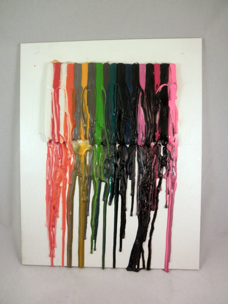 Rainbow Through the Stormclouds-Melted Crayon on 8x10 Canvas Board