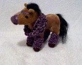 Plush Horse with Cowl/Blanket and Legwarmers - a 5-piece accessory set - Play Jewelry for a Little Girl