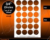 INSTANT DOWNLOAD - 3/4" (0.75inch) Circles TEMPLATE 32 Printable Accessories Jewelry Magnets Glass Pebbles Resins Sticker Print Your Own