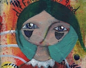 Mini Nixies Serie 1 Original Mixed Media Painting -- Different Is Good