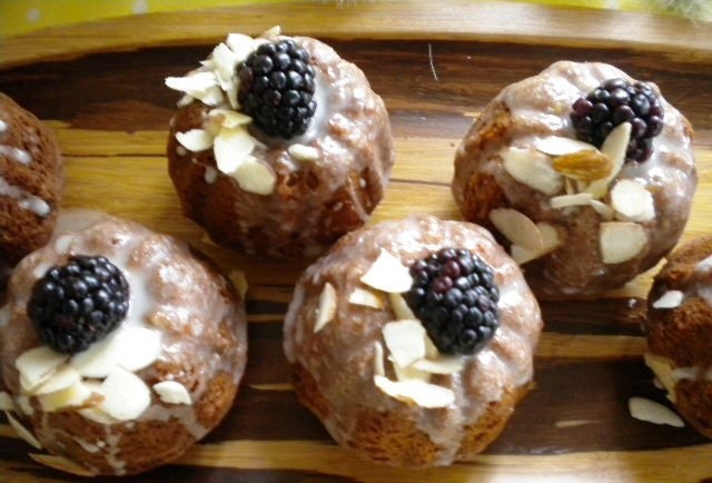 organic blackberry-almond (bliss) tea cakes