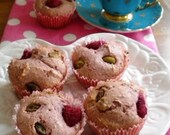 organic raspberry pistachio tea cakes