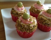 organic raspberry-lemon pistachio cupcakes
