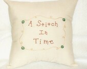 Primitive Stitchery Pillow Folk Art Original Design Hand Embroidered