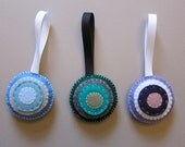 Set of 3 Felt Christmas Ornaments - Green Blue Purple Dots