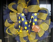 Deco Mesh Michigan Navy and Yellow Wreath