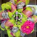 Lime and Pink with Paisley Mesh Wreath (with letter of your choice)