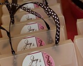 Pink & Brown Polka Dot Stylish Soiree Mini Favor Purse and Custom Label