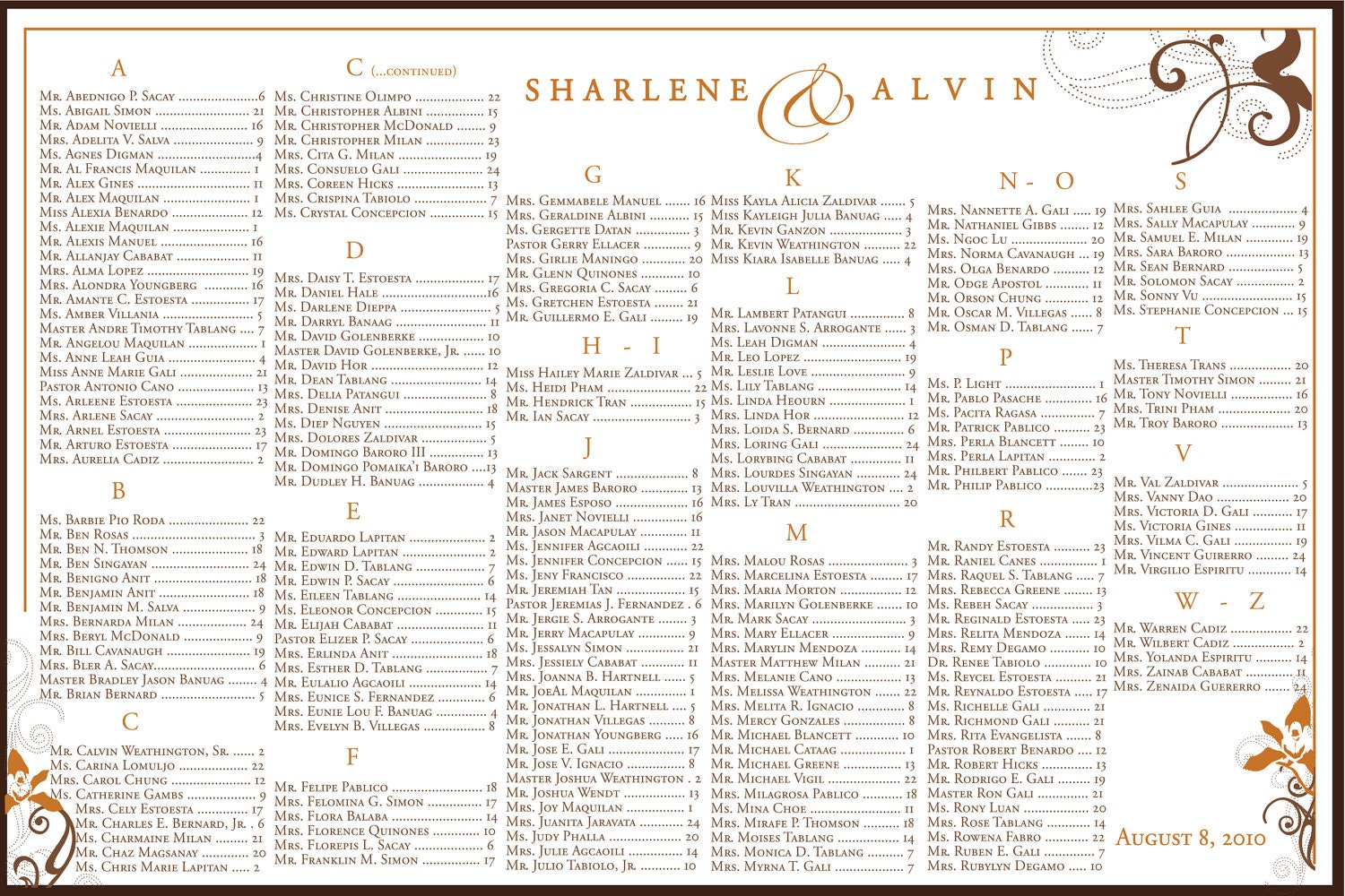 DIY Printable Orchid Theme Seating Chart