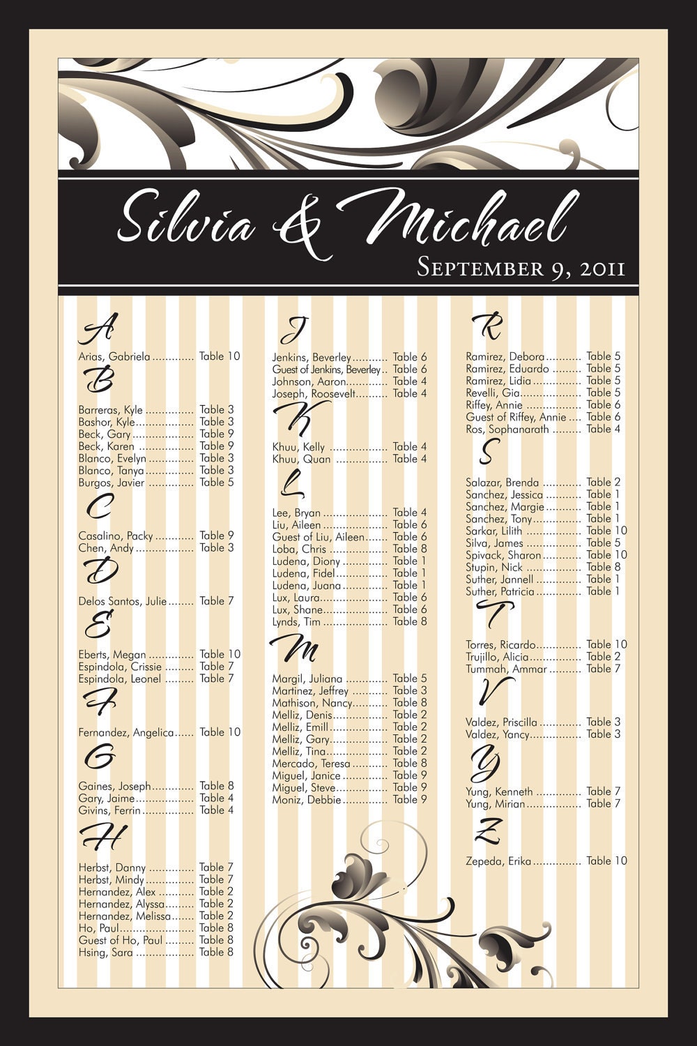 DIY Printable Victorian Flourish Theme Seating Chart