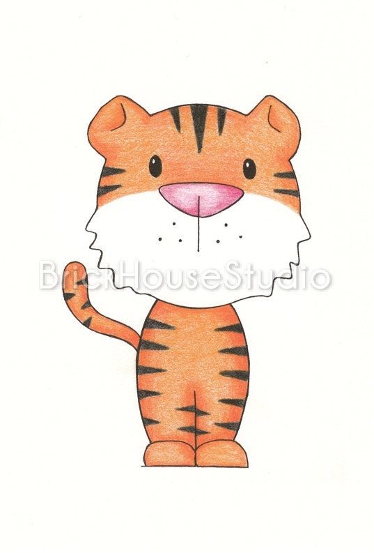 Nursery Room Wall Art - Tiger,  5x7 Matted