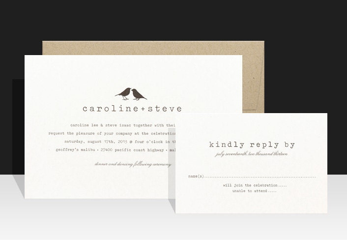 Lovebirds Wedding Invitation - Simple, Sweet & Rustic Wedding