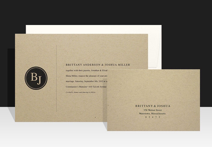 Brittany : Modern & Urban Monogram Wedding Invitation ( Custom Order )