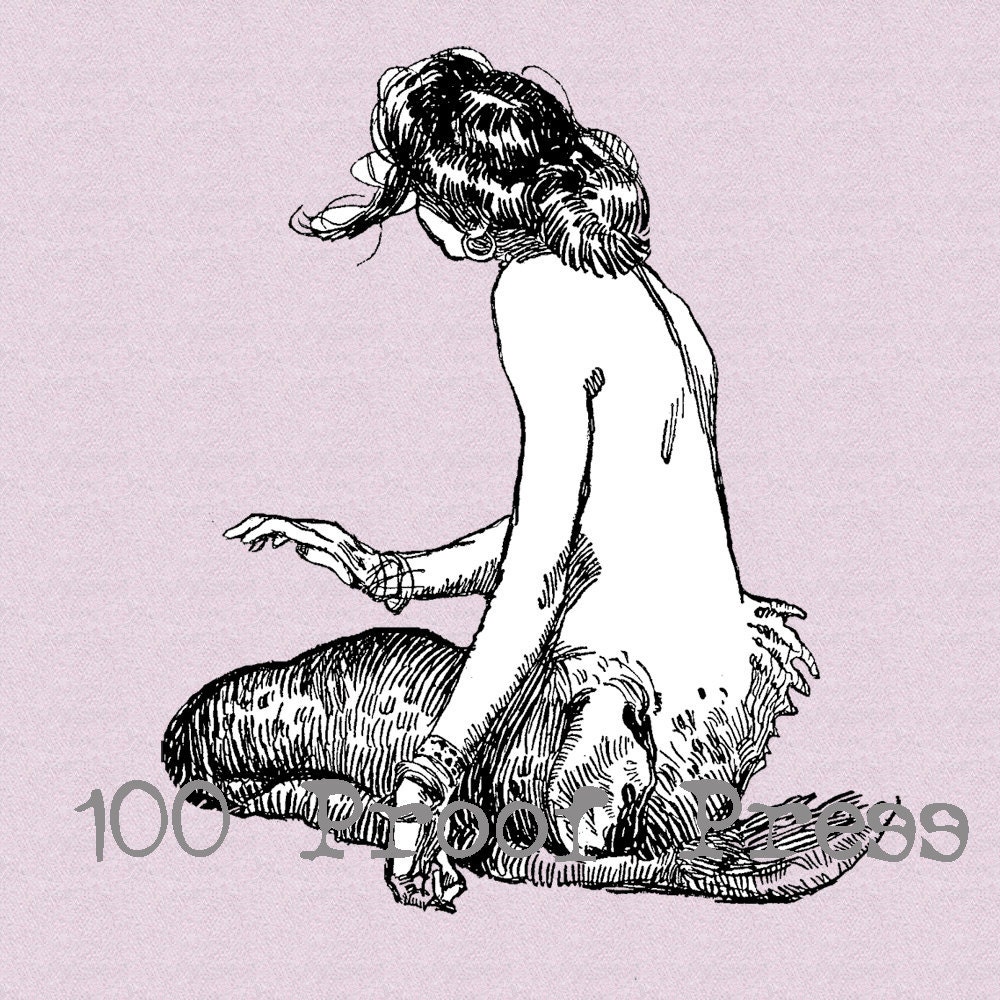 Sitting Mermaid  Wood Mounted Rubber Stamp 5726