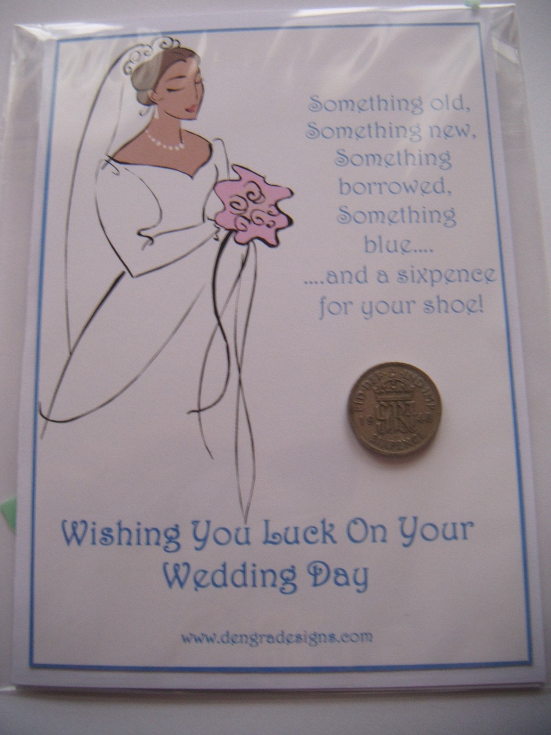 Lucky Sixpence Bride Good Luck Charm Gift Greetings Card