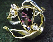 Diamond, Spinel, Silver and 18ct Gold Ring.