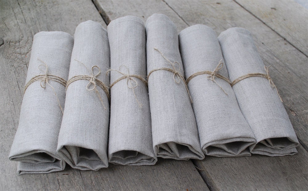 LINEN NAPKINS .SET of 12. Natural Grey . 13"x 13" Made to order.