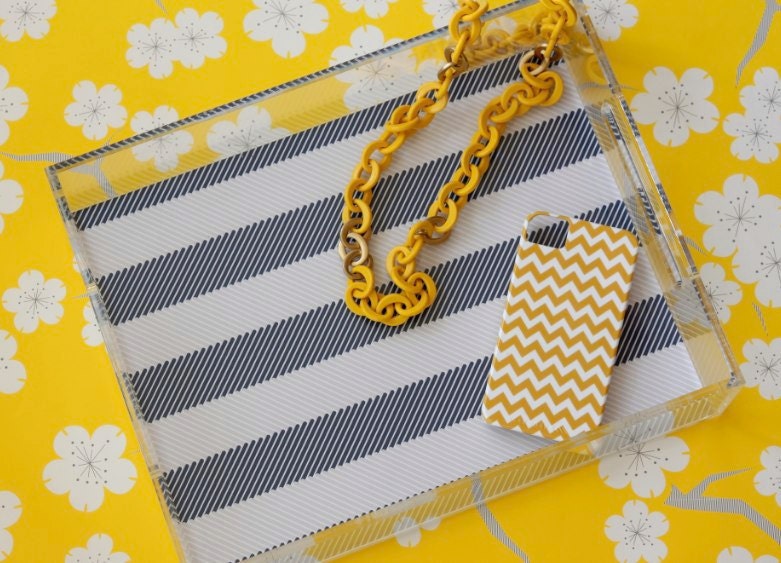 Lucite Tray - Cabana Stripe - Choose Your Color