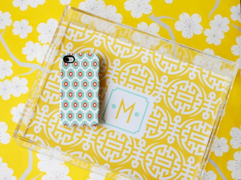 Monogrammed Lucite Tray - Chinoiserie Collection