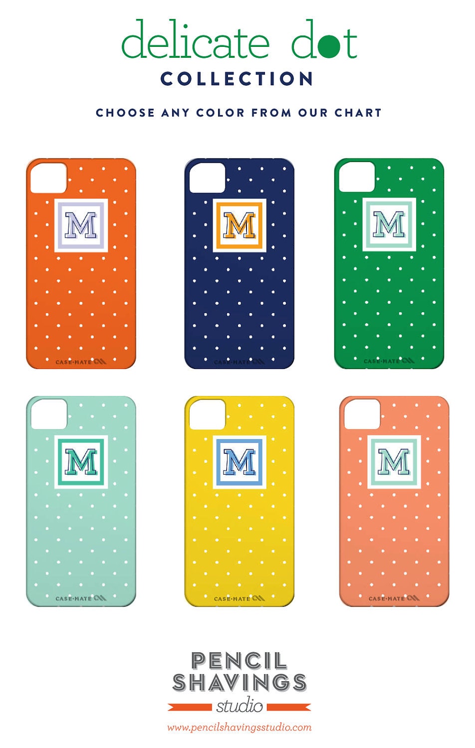 Monogrammed iPhone 5 or 4 Case Polka Dot -  Delicate Dot Collection