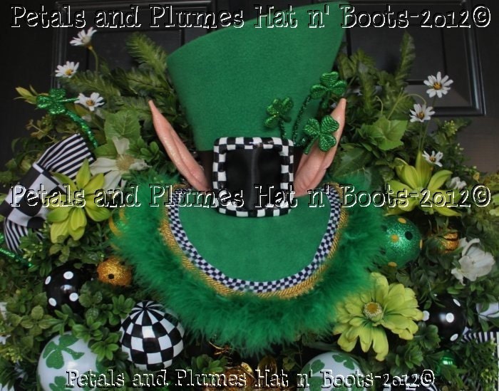 St Patricks Day Wreath-"St. Patty Leprechaun"-MADE To ORDER-(orders after 3/1/13 ship late June)